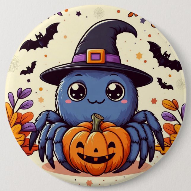 Herbst/Herbst/Spinne/Hexe/Halloween Button (Vorderseite)