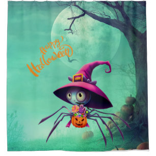 Herbst/Herbst/Spinne/Hexe/Halloween Duschvorhang