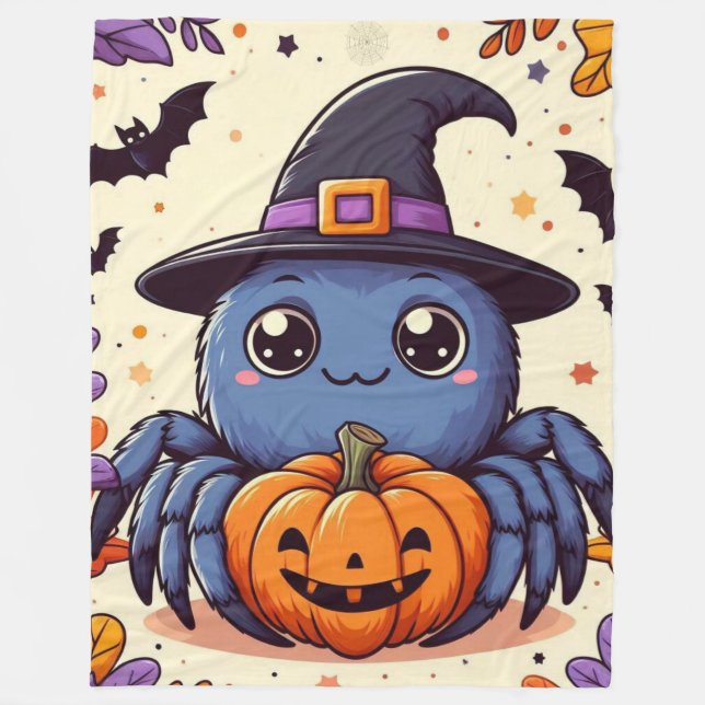 Herbst/Herbst/Spinne/Hexe/Halloween Fleecedecke (Vorderseite)