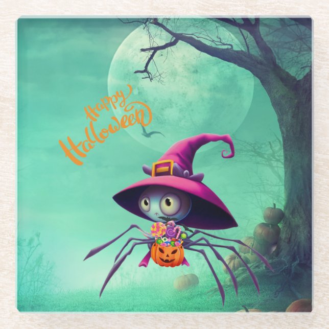 Herbst/Herbst/Spinne/Hexe/Halloween Glasuntersetzer (Vorderseite)