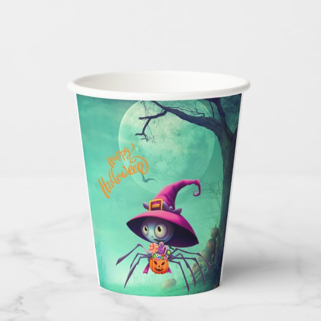 Herbst/Herbst/Spinne/Hexe/Halloween Pappbecher (Vorderseite)