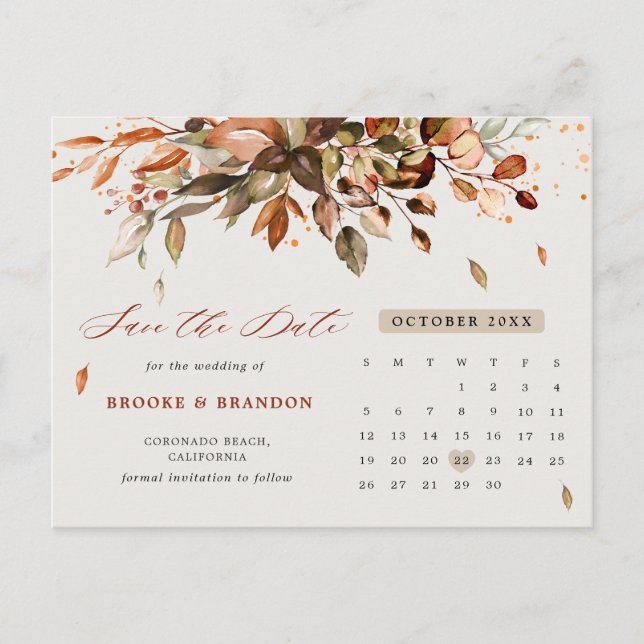 Herbst Herbst verlässt rustikales Land Save the Da Postkarte (Vorderseite)