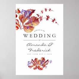 Herbst - Herbst-Wasserfarben-Hochzeit willkommen Poster