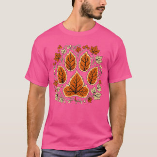 Herbst Herbstblatt Hund Pfotenabdruck Haustiere We T-Shirt