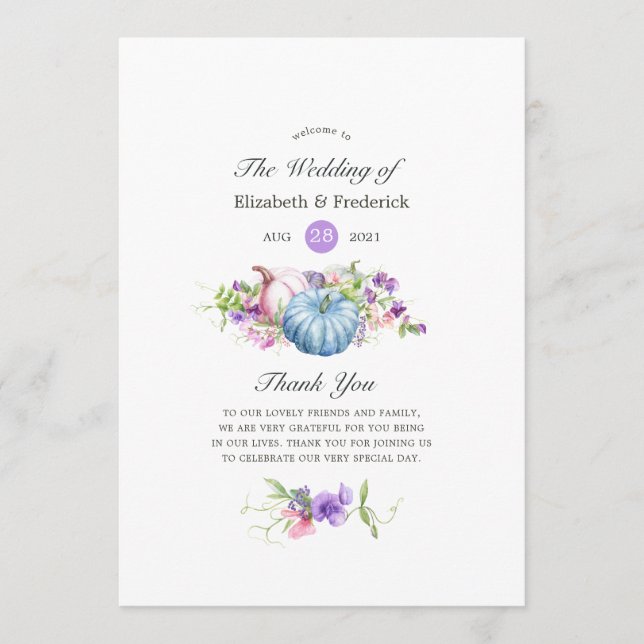 Herbst - Herbstblütenhochzeit Programm (Vorderseite)