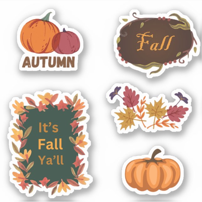 Herbst/Herbstkürbis und Aufkleberpackung mit Blätt Aufkleber (Vorderseite)