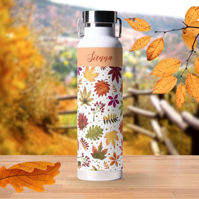 Herbst Herbstlaub Erntedankmuster Trinkflasche (Autumn Fall Leaves Thankgiving Harvest Pattern Water Bottle)