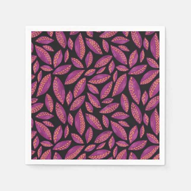 Herbst-Herbstlaub Lila- und Schwarzwald Serviette (Vorderseite)