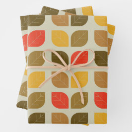 Herbst-Herbstlaub-Muster Geschenkpapier Set