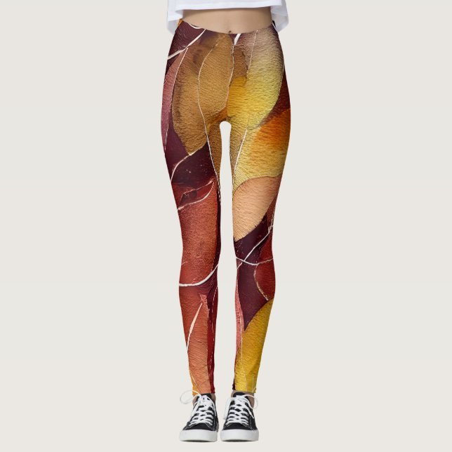 Herbst-Herbstlaub-Muster Leggings (Vorderseite)