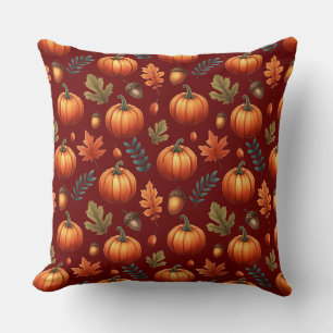 Herbst Herbstlaub und Kürbisgeflecht Nahtloses Mus Kissen