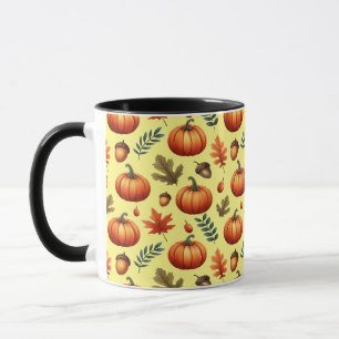 Herbst Herbstlaub und Kürbisgeflecht Nahtloses Mus Tasse