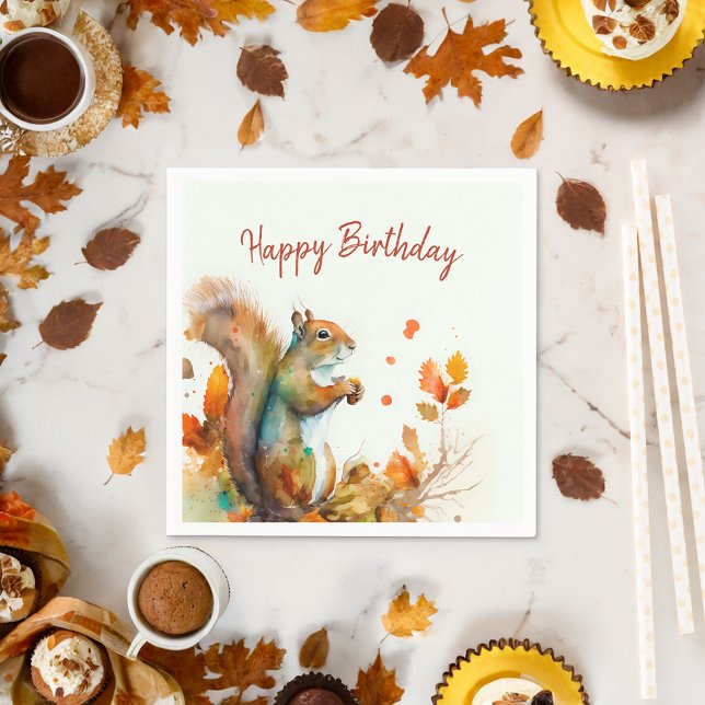 Herbst/Herbstvibes Eichhörnchen - Geburtstagsparty Serviette (Von Creator hochgeladen)
