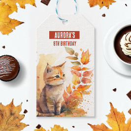 Herbst / Herbstvibes Kitten - Geburtstagsparty - Geschenkanhänger