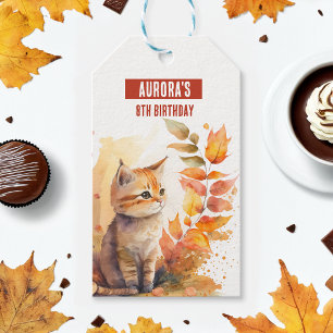 Herbst / Herbstvibes Kitten - Geburtstagsparty - Geschenkanhänger