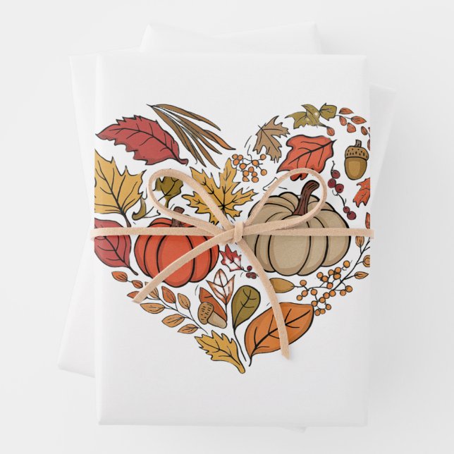 Herbst Herzklopfen Pumpkin Herz Erntedank Geschenkpapier Set (Beispiel)