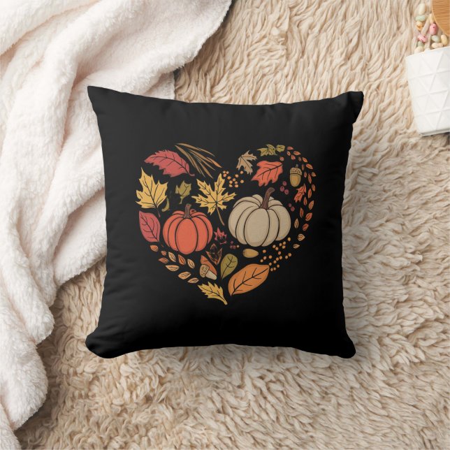 Herbst Herzklopfen Pumpkin Herz Erntedank Kissen (Decke)