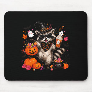 Herbst Hexen Waschbär Halloween Waschbär trinkend Mousepad