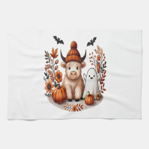 Herbst Highland Cow Ghost Png, Herbst Png Geschirrtuch