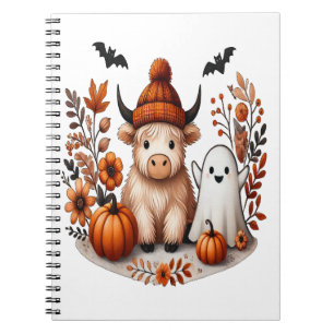 Herbst Highland Cow Ghost Png, Herbst Png Notizblock