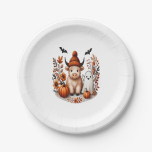 Herbst Highland Cow Ghost Png, Herbst Png Pappteller