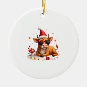 Herbst Highland Kuh Kürbis Schleife Weihnachten Mä Keramik Ornament