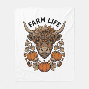 Herbst Highland-Kuh mit Herzbrille Fleecedecke