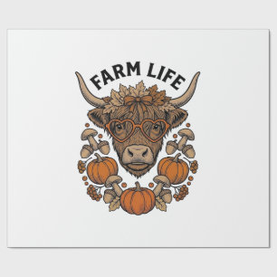 Herbst Highland-Kuh mit Herzbrille Geschenkpapier