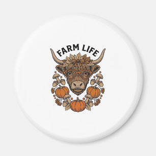 Herbst Highland-Kuh mit Herzbrille Magnet