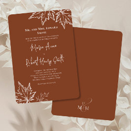 Herbst hinterlässt Elegante Hochzeit im Herbst Einladung