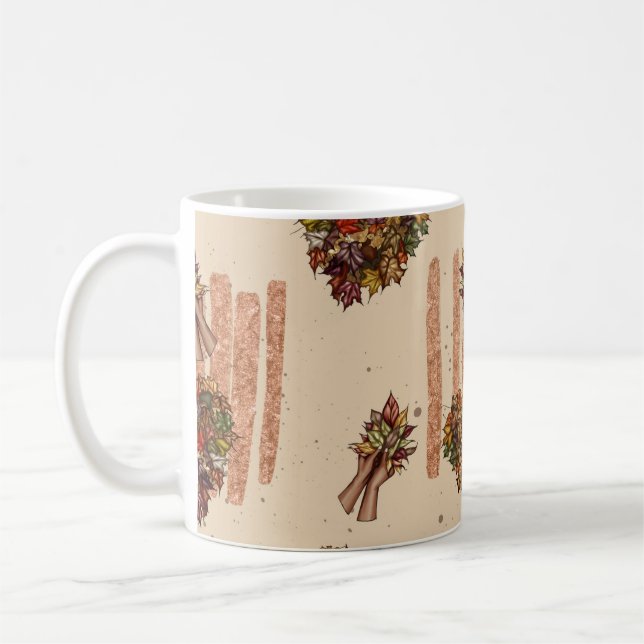 Herbst hinterlässt Herz Kaffeetasse (Links)