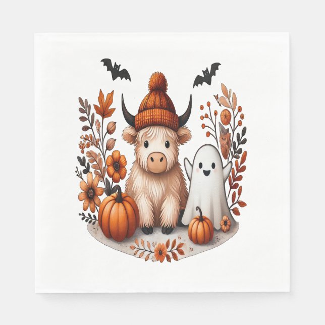 Herbst Hochland Kuh Ghost , Herbst Serviette (Vorderseite)