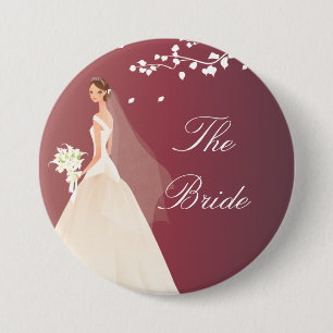 Herbst-hochroter Braut-Brautparty-Knopf Button