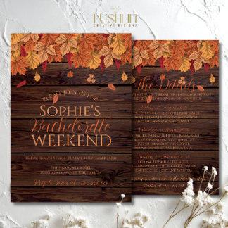 Herbst Hochzeit Bachelorette Wochenende & Details Einladung