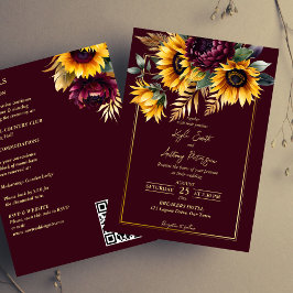Herbst Hochzeit burgundische Sonnenblumen in einem Einladung