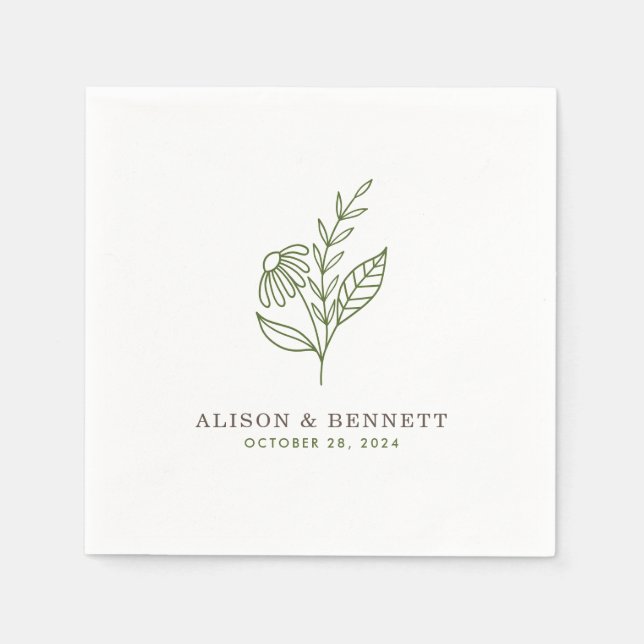 Herbst Hochzeit im Herbst Napkins (grün) Serviette (Vorderseite)