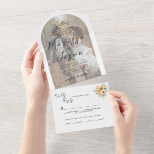 Herbst Hochzeit mit individuellem Foto All In One Einladung