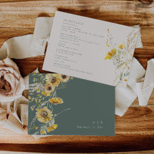 Herbst-Hochzeits-Details Karte Sonnenblumen-Einsch