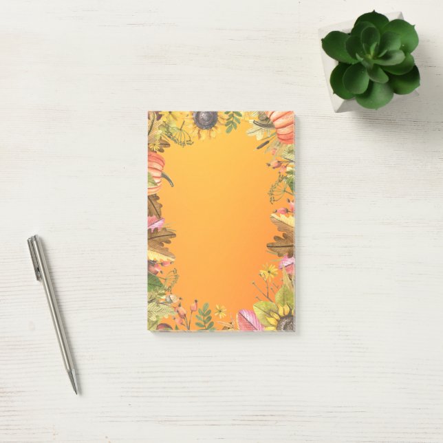 Herbst Hochzeitskapelle Blätter Pumpkin Sonnenblum Post-it Klebezettel (Büro)