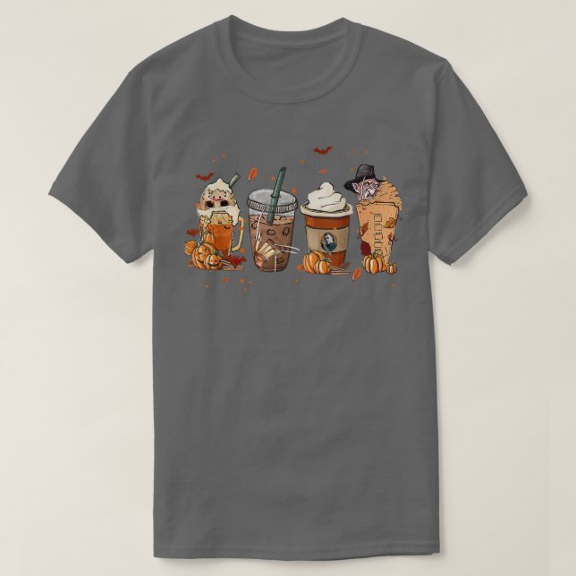 Herbst Horror Latte Coffee Cups Ghost Hallowage T-Shirt (Design vorne)