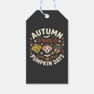 Herbst Hund Kürbis Pfoten Geschenkanhänger