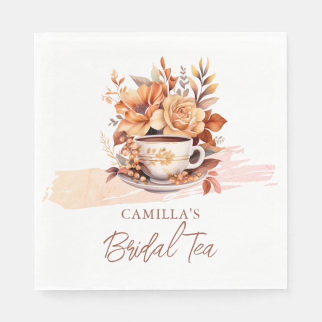 Herbst Hütte Core Teacup Bridal Teedusche Serviette (Vorderseite)