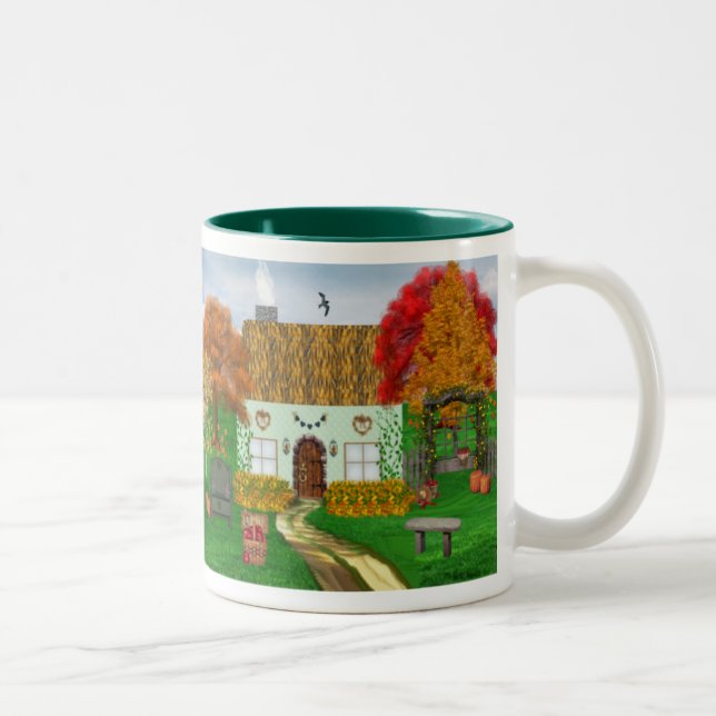 Herbst-Hütten-Tasse Zweifarbige Tasse (Rechts)
