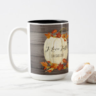 Herbst I Liebe Fall White Pumpkin Wasserfarbe Rust Zweifarbige Tasse