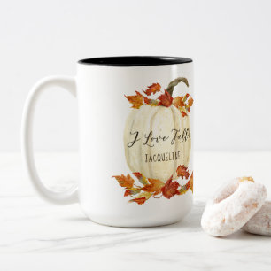 Herbst I Liebe Herbst Kürbispflanzen Wasserfarbe Zweifarbige Tasse
