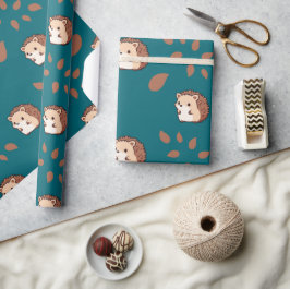 Herbst Igel Nahtloses Wrapping Papier für Herbst Geschenkpapier
