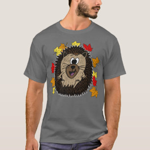 Herbst Igel Oktober Saisonale Blätter fallen Natur T-Shirt