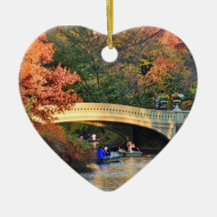 Herbst im Central Park: Boote bei der Bow Bridge   Keramikornament