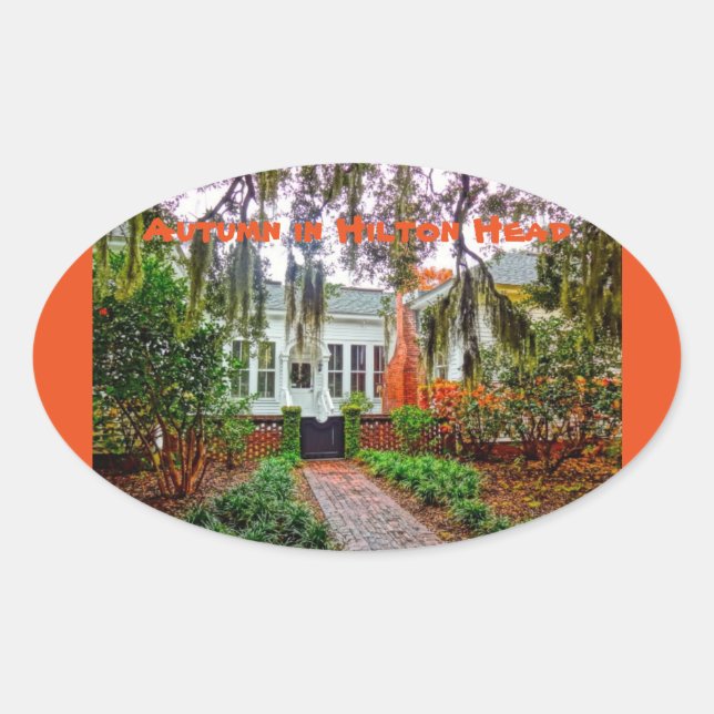 Herbst im Hilton Head Coastcovery Museum HHI Ovaler Aufkleber (Vorderseite)