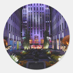 Herbst im Rockefeller Center NYC Channel Gardens Runder Aufkleber